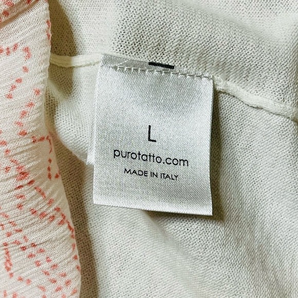 NWT Purotatto Ivory Cardigan Lightweight Sweater Maglia Con Stampa Large Italy - Picture 12 of 16